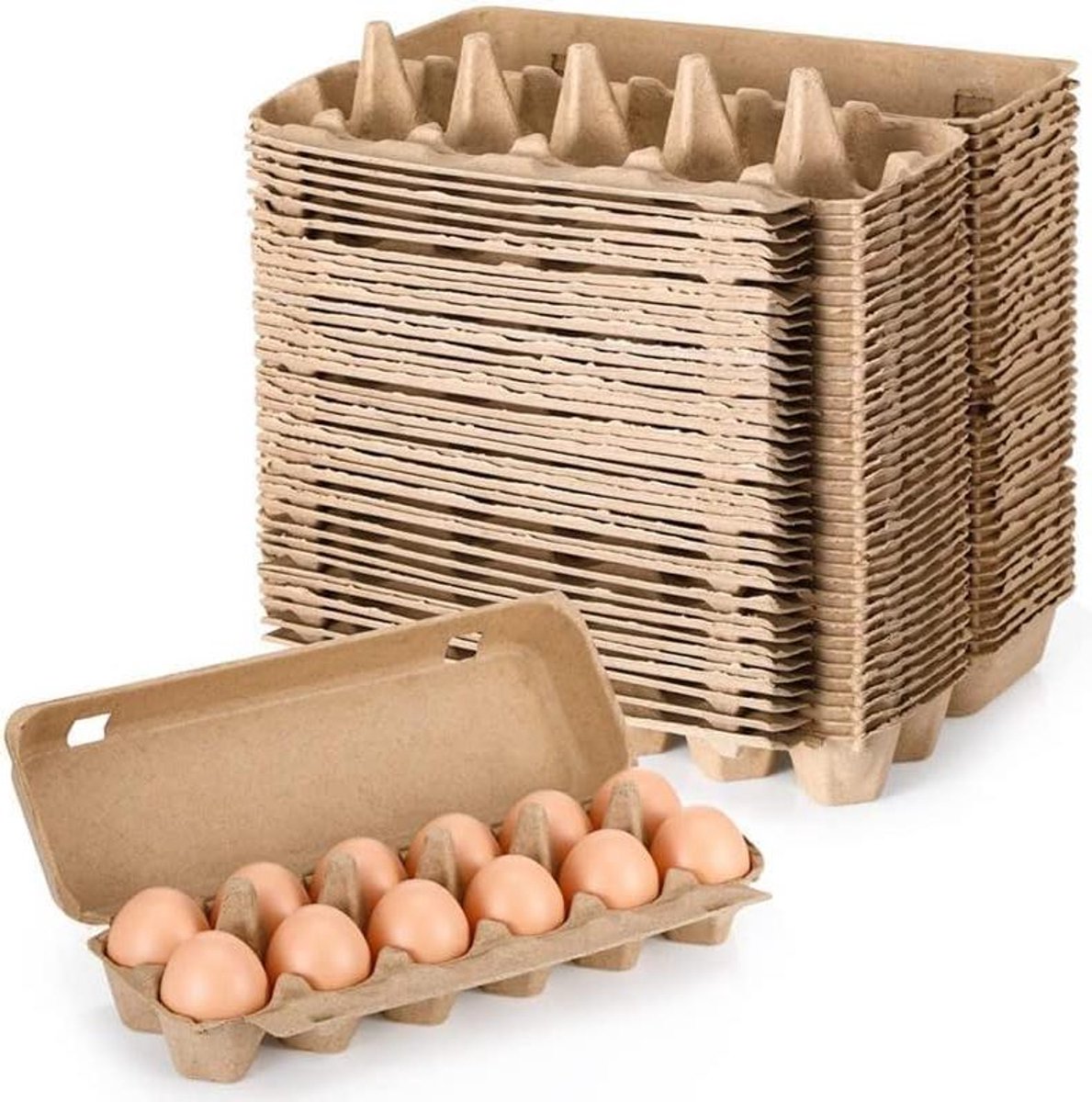 Eierdozen - Eierverpakking Doosjes voor eieren - Eieren bewaren - Duurzaam gerecycled materiaal - 10 stuks - Natuurlijk