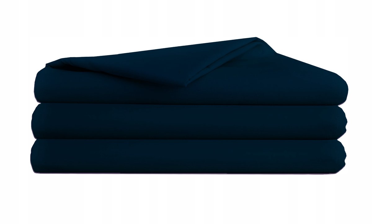 KONEY - Laken zonder elastiek 160 x 200 cm - katoen - Donkerblauw - 130-140 g/m²