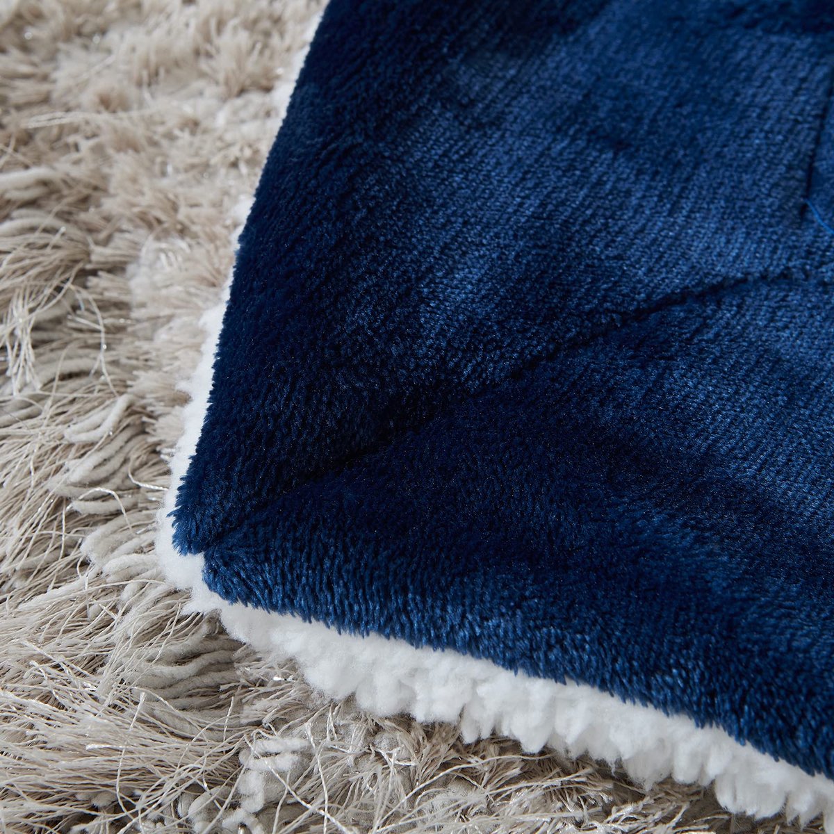 SnelShoppen - Sherpa Deken Marineblauw, Extra Dikke Woondeken, Knuffeldeken, 220 x 240 cm, Super Fleece Bankdeken voor Thuis, Gezelligheid, Woonkamer