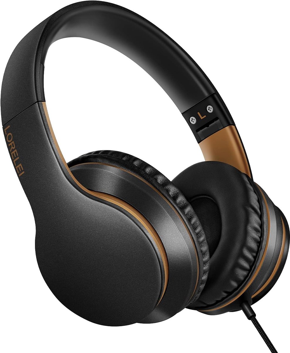 SnelShoppen - Lichte Over-Ear Hoofdtelefoons met Microfoon, Opvouwbaar en Draagbaar, Stereo Bas, 1,45M Klitvast Bedraad voor Smartphone, Tablet, MP3/4