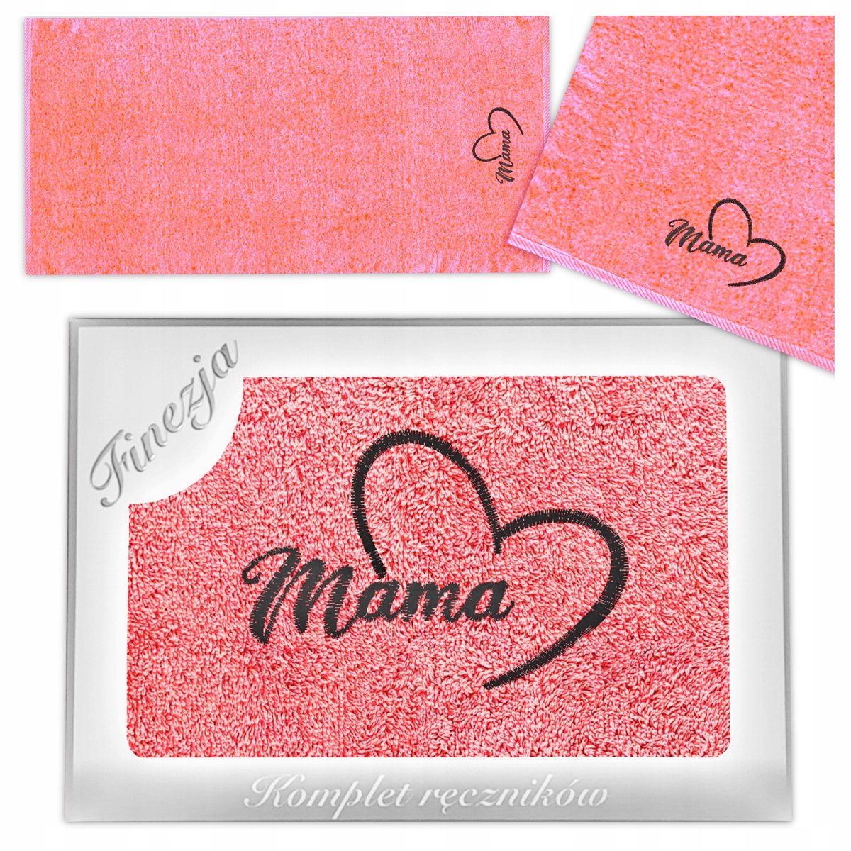 KONEY - Badhanddoek - 70 x 140 cm - Koraal - 420 g/m² - met borduring Voor mama