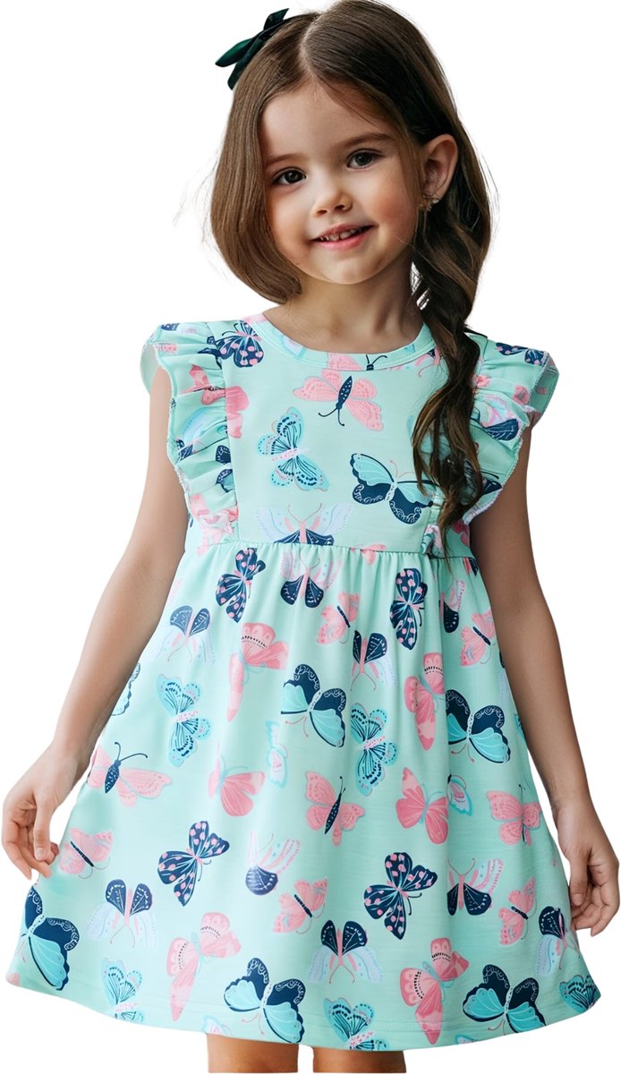 Currero Zomerjurk Meisjes Zomerjurken Kinderen Jurk Meisje Ibiza Stijl Sundress Kinderkleding 8 Jaar Blauw