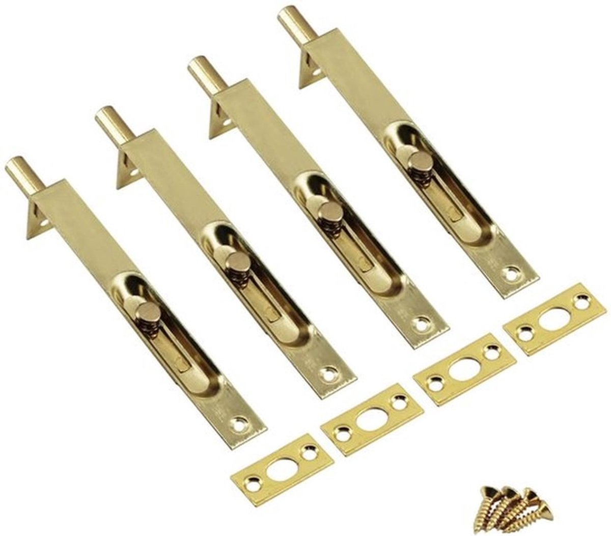 8 Inch RVS Deurslot Gouden Verborgen Flush Bolt Slide Klink Bout met Schroeven (4 stuks)
