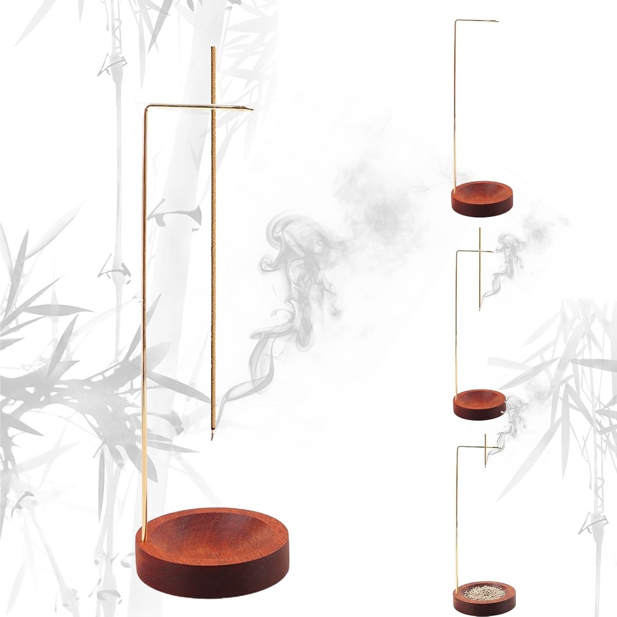 Houten Incense Holder Set van 3 Stuks voor Schoon Brandende Wierook, Meditatie, Yoga en On