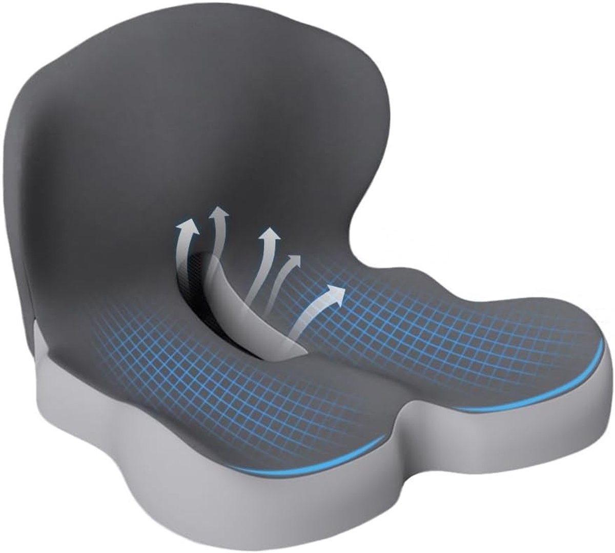 Ergonomisch Zitkussen met Rugsteun en Zijsteun voor Kantoorstoel en Auto, Comfortabel Coccyx Kussen voor Gezond Zitcomfort