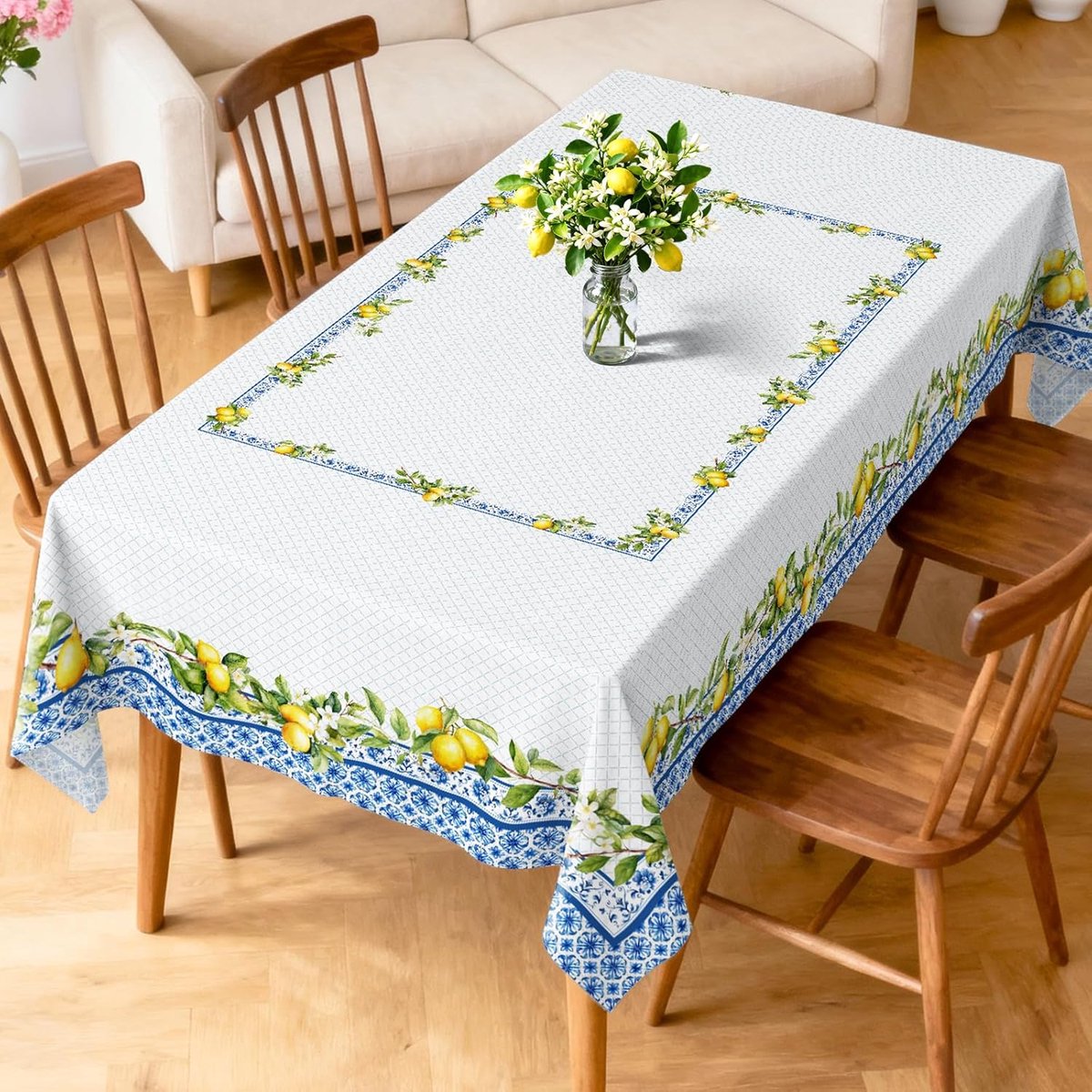 SnelShoppen - Vintage Lemon Tafelkleed, Waterdicht en Vlekbestendig, 60 x 104 Inch, Perfect voor Feest, Picknick, Diner, Tuin, Keuken Decoratie
