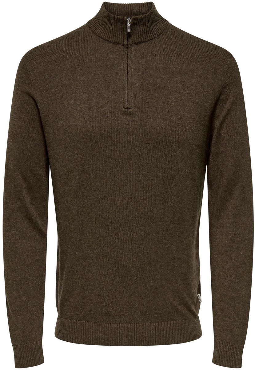 ONLY&SONS - ONSLOUI REG 12 MEL HALF ZIP KNIT NOOS - Heren - Gebreide truien