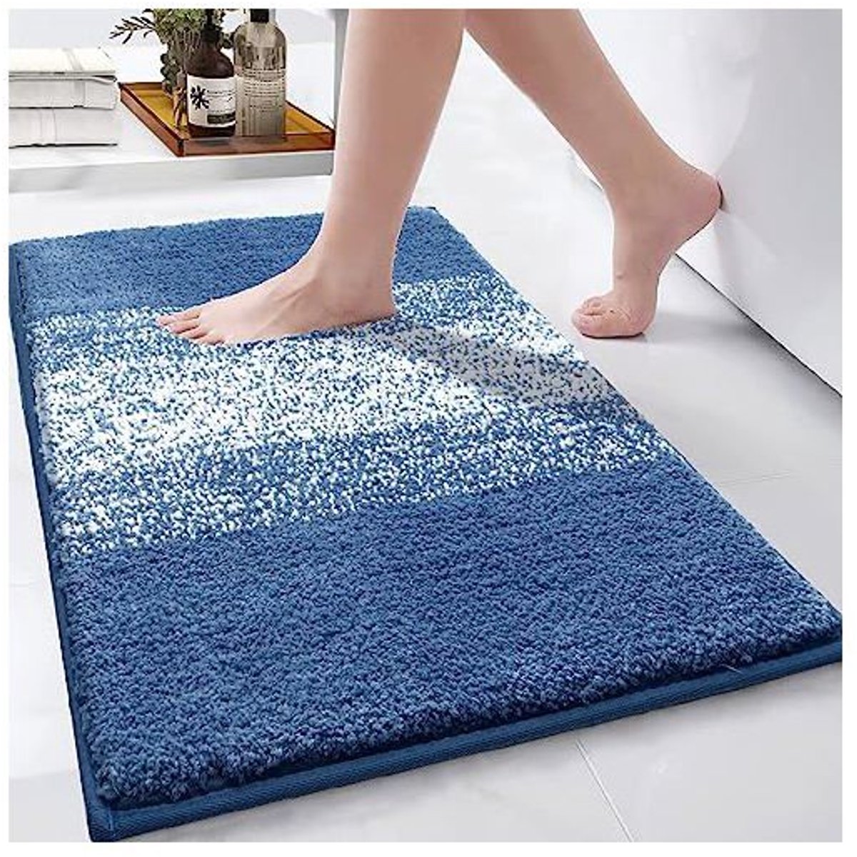 Ultrazachte microvezel badmat – pluche, antislip, machinewasbaar, zeer absorberend – blauw, 50 x 80 cm
