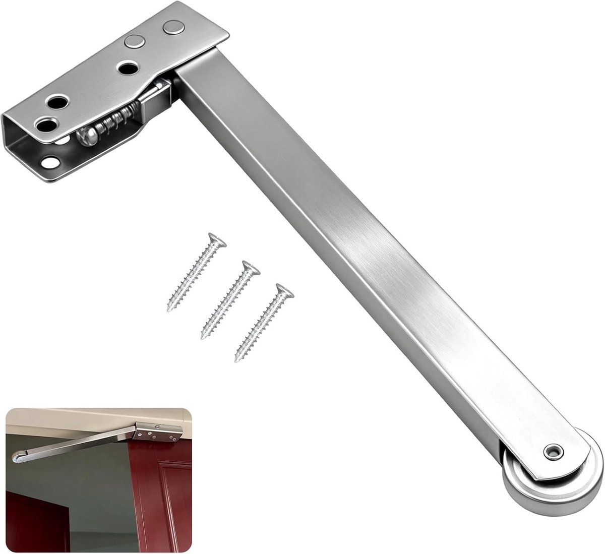 Thijox - Automatische Deurdranger Softclose, Roestvrij Staal, Zilver - Verstelbare Stille Veerdranger voor Binnendeuren, Brandwerende Deuren, Kamers e
