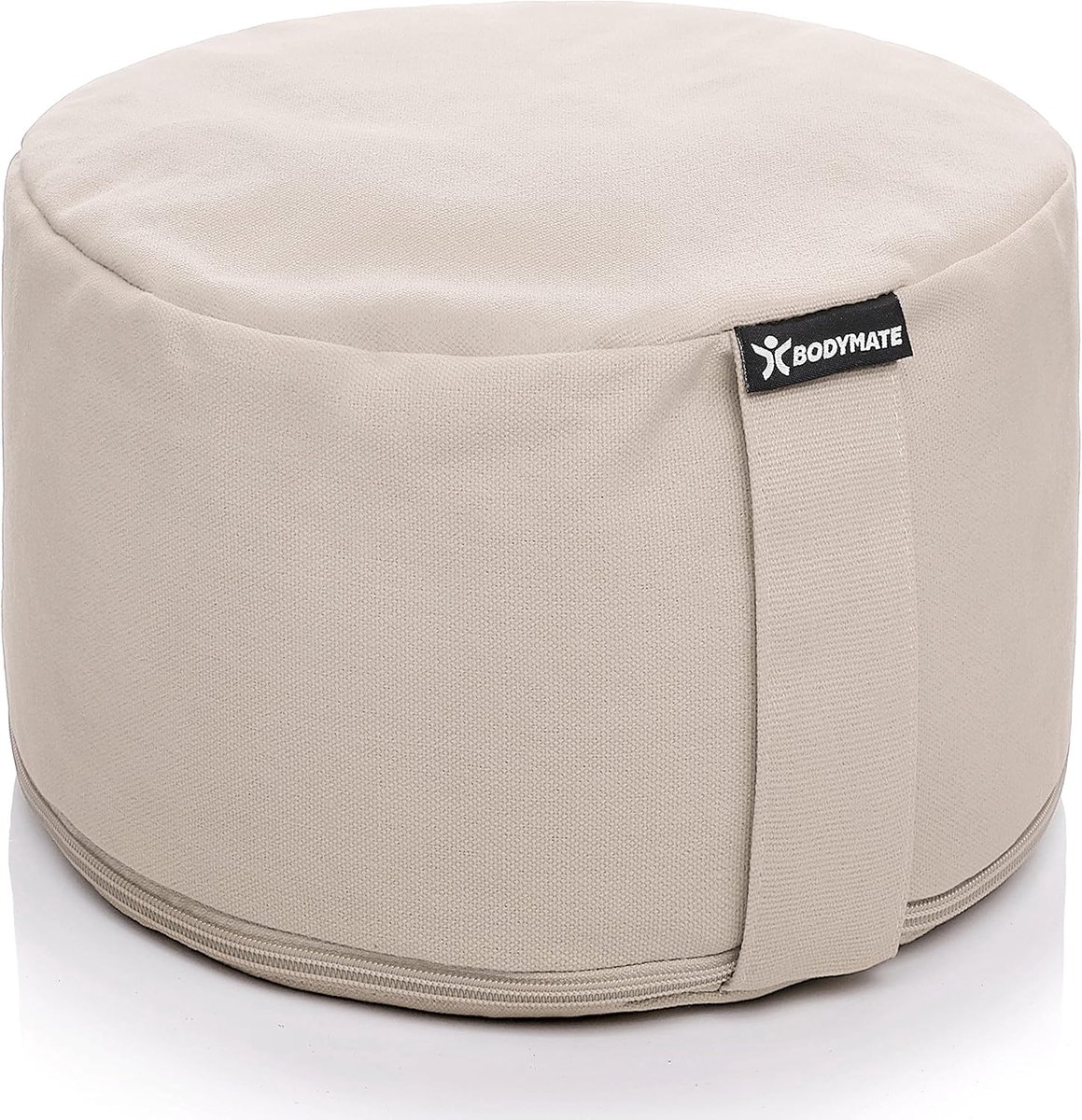 SnelShoppen - Bodymate Extra Hoge Yoga Zitzak 31 cm Diameter 20 cm Hoog met Boekweit Hulzen Vulling - Wasbare Katoenen Hoes - Meditatiekussen - Zitzak