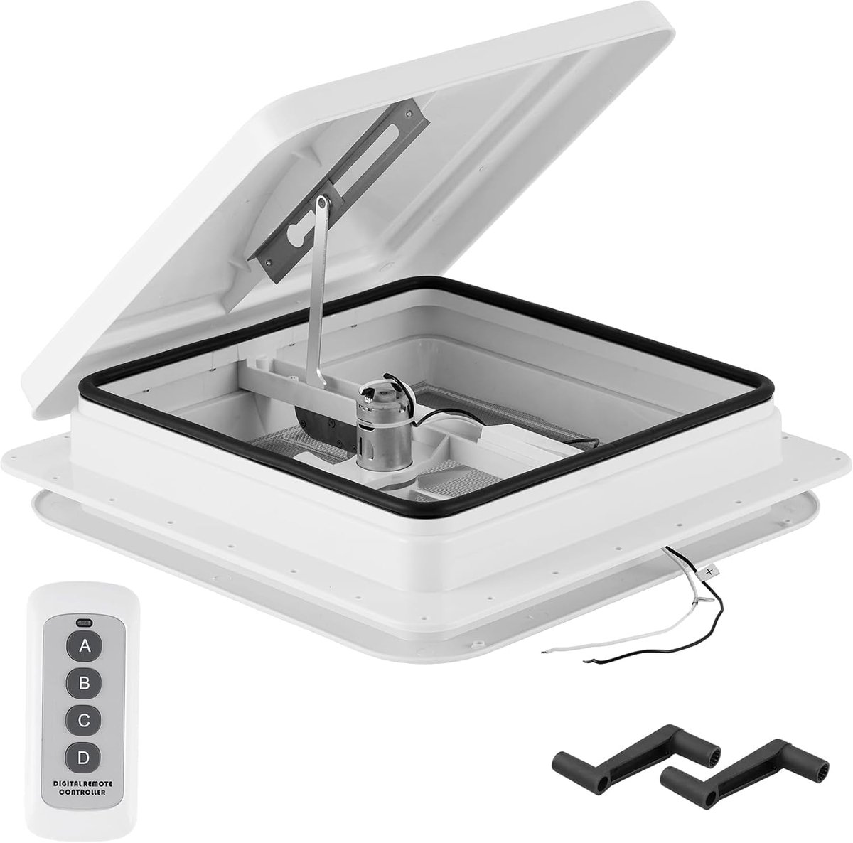 SnelShoppen - Dakventilator voor Camper 14" RV Ventilator 12V - Ideaal voor Camping, Vakantie, Zomer, Koeling, Huishoudelijk Gebruik, Energiezuinig, S