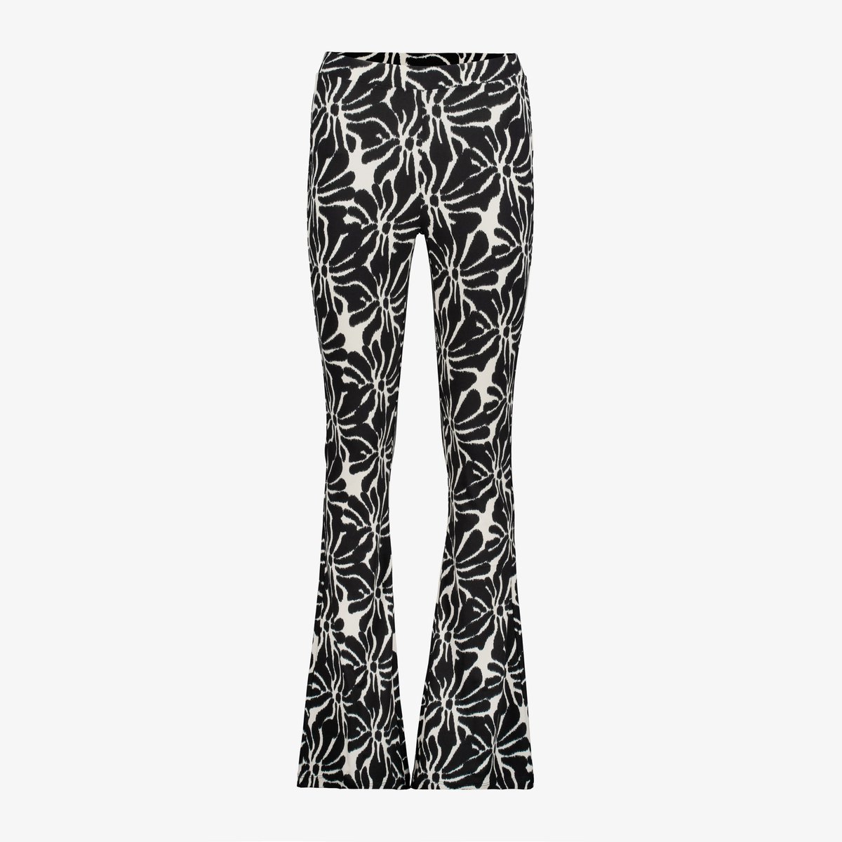 TwoDay dames flared broek met bloemenprint zwart - Maat S
