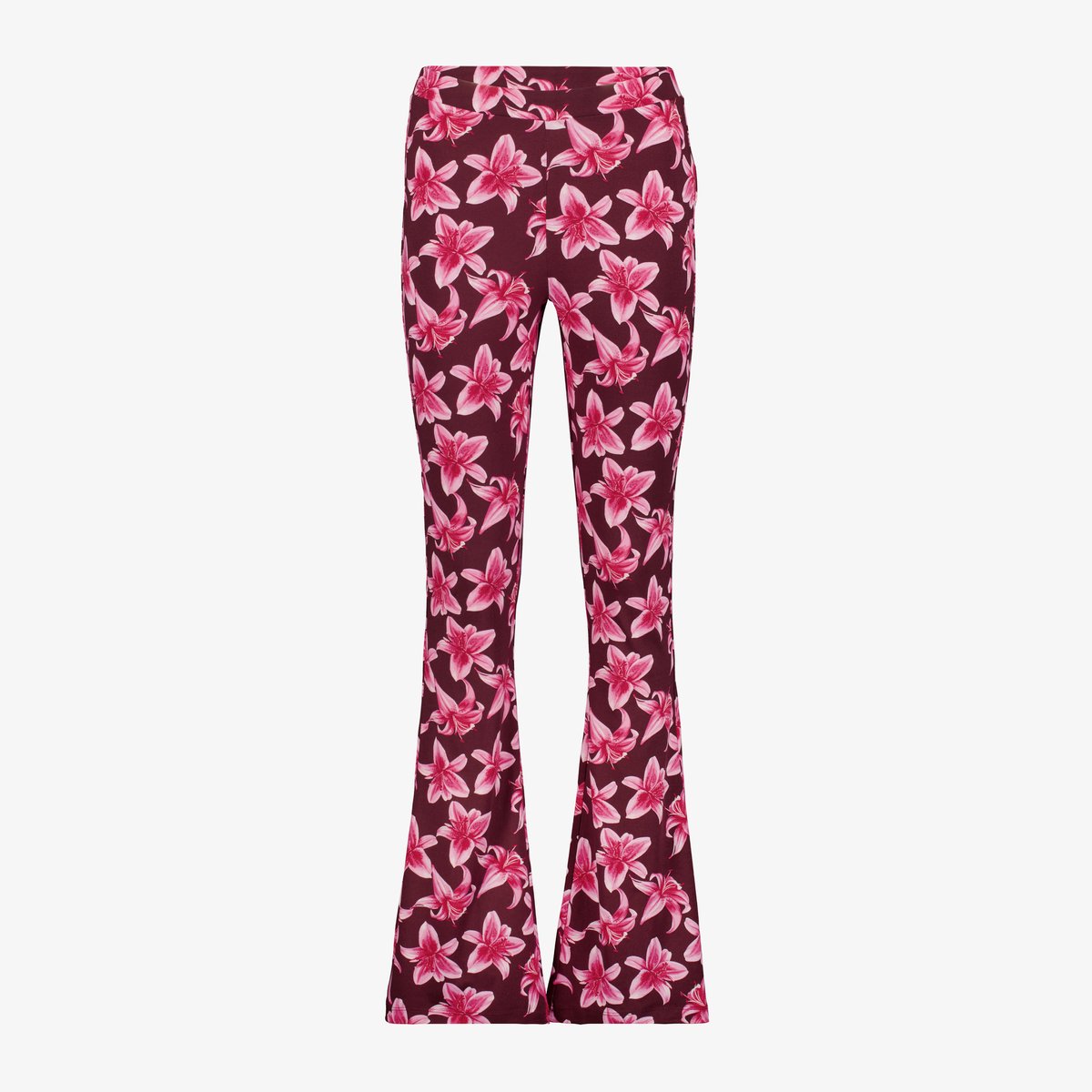 TwoDay dames flared broek met bloemenprint roze - Maat XL