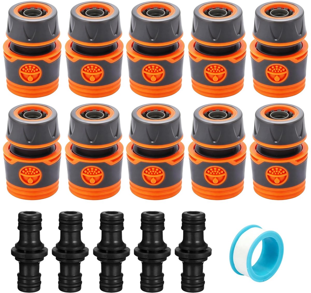 SnelShoppen - Slangverbinder 1/2 inch set van 10 stuks - Tuinslang koppeling, verlenging, slangkoppeling, dubbele stekker, 13 mm accessoires voor tuin