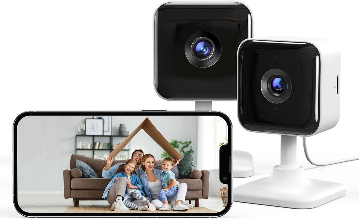 Beveiligingscamera Binnen - WIFI Camera - Huisbewaking Thuis - Bewegingsdetectie Geluid - 110 Graden Kijkhoek - Wit