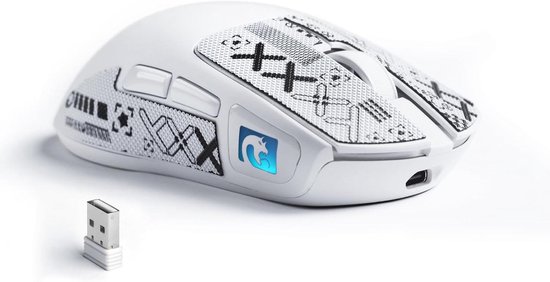 Draadloze Gamingmuis - Lichtgewicht Muis - Gaming Prestaties - Tri-Mode Connectiviteit - 53g Ultralicht - Wit — afbeelding 2