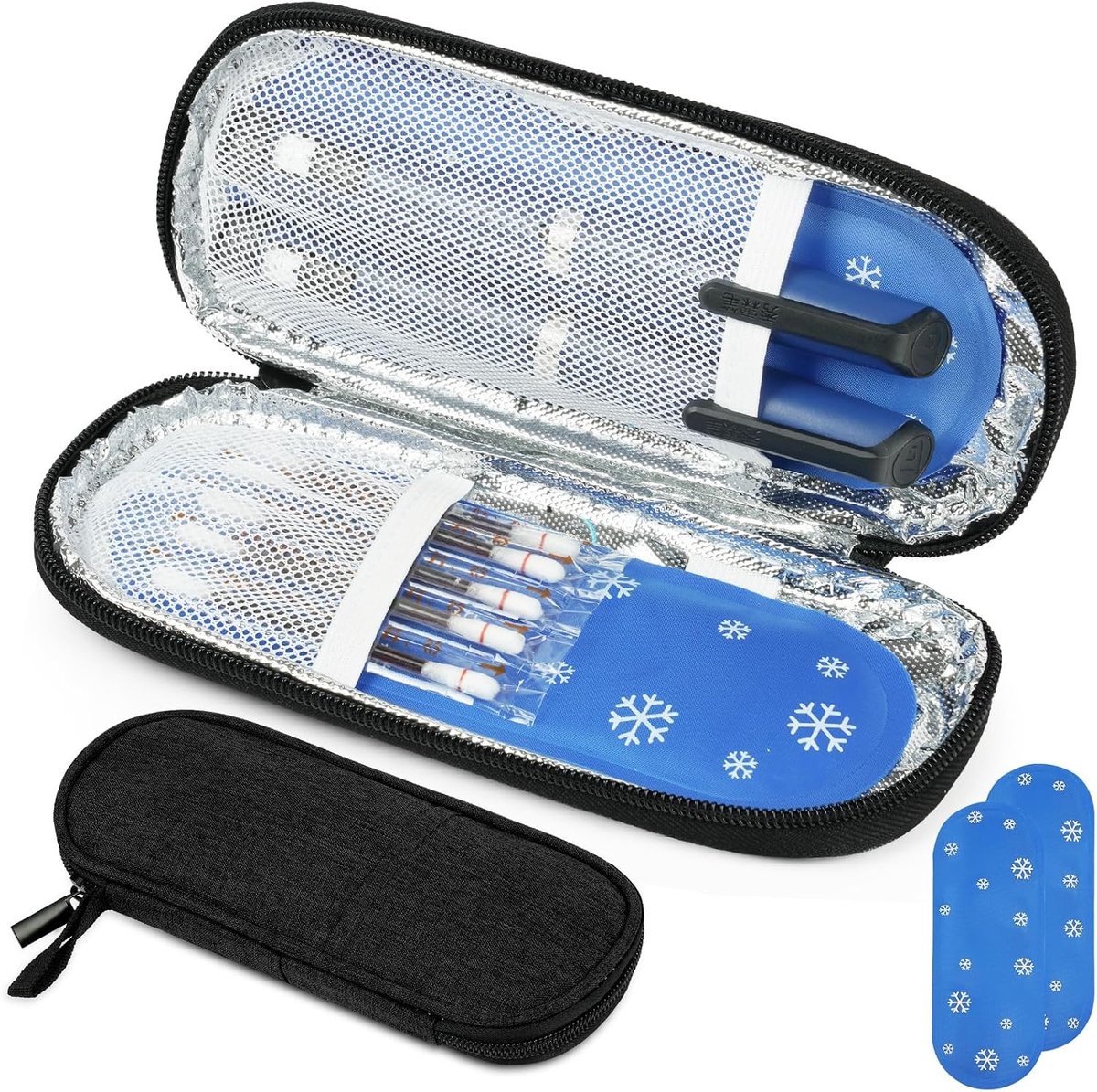 Reis koelbox voor insuline, medicijn koel tas met 2 ijszakken, draagbare insuline pen case voor diabetici, ideaal voor onderweg en op reis