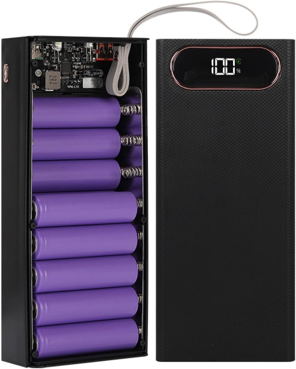 Externe batterijbehuizing 16x18650 - plastic omhulsel met lcd-scherm - 2 USB-uitgangen - ideaal voor DIY powerbank - ShopVlot