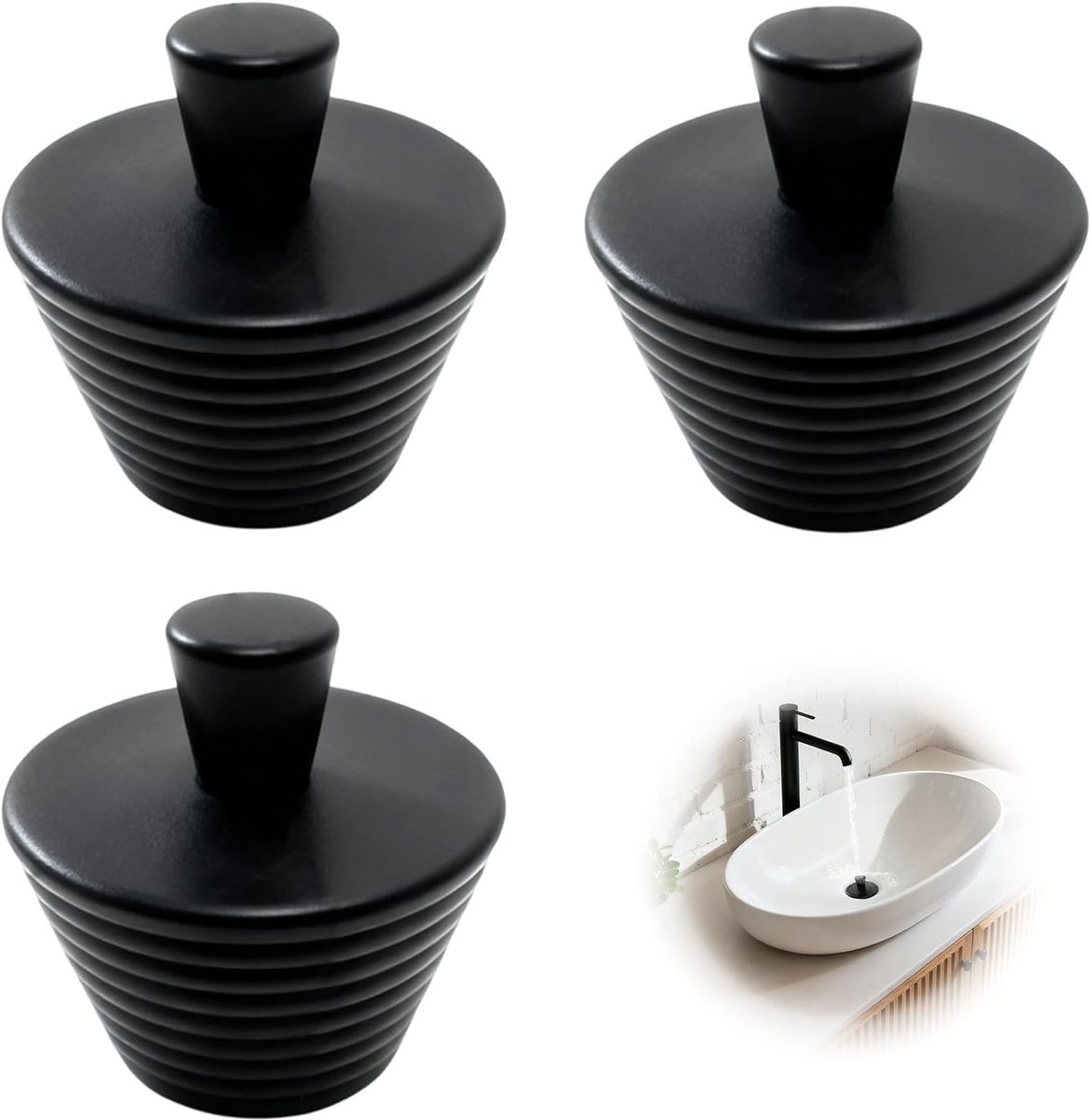 Afvoerstopper 3 Pack - Universele Siliconen - Zacht en Flexibel - Ideaal voor Keuken en Badkamer - SnelShoppen
