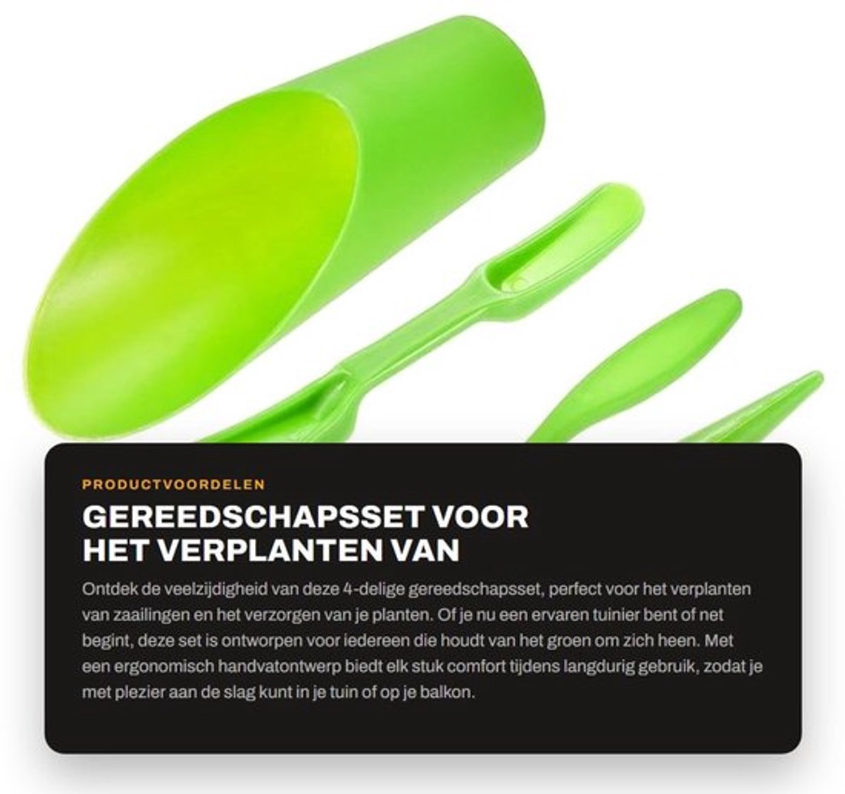 Gereedschapsset 4-delig - Mini-tuinschep/zaailingverwijderaar - Perforator/zaailingenemmer - Ergonomisch handvat - Lichtgewicht/draagbaar - Tuingereedschap