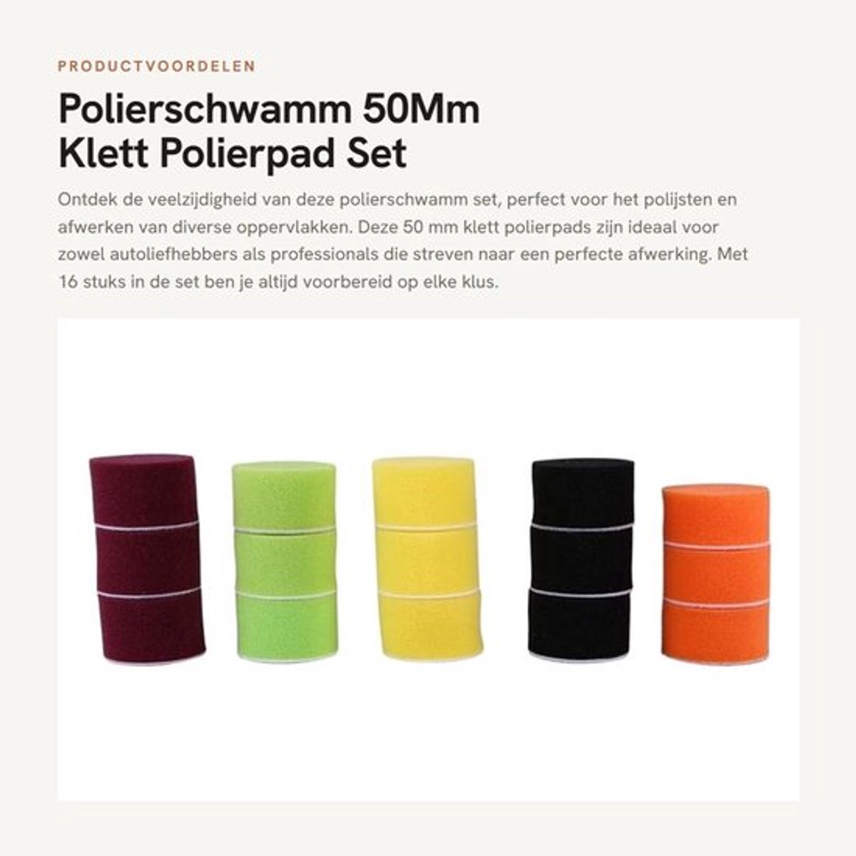 Polierschijf 50mm - Polijstpads 16 Stuks - Kleefschijf - Polijstpad Set - Voor Air Sander - M6X1 Draad