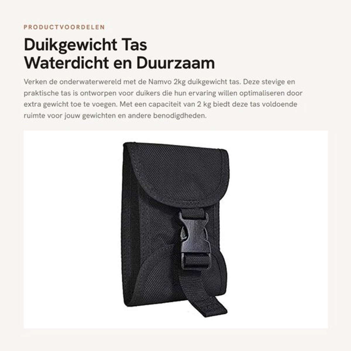 Duikgewicht 2kg - Gewichten Tas - Snelsluiting - Waterdicht - Verstelbare Band - Hoogwaardige TPU Coating - Gewichtstas