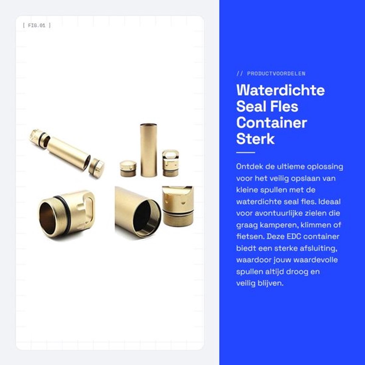 Waterdichte Seal Fles - Container - Sterk verzegeld - Aluminium - Survival Tool - Geschikt voor kamperen, klimmen, fietsen