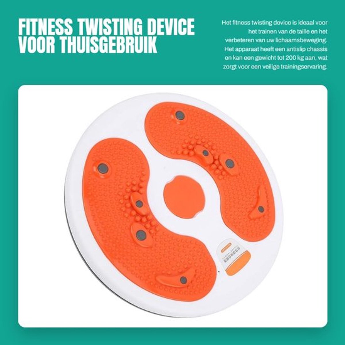 Twisting Device Antislip - Fitness Apparatuur - Tailleverdraaiing - Massagedeeltjes - Geschikt tot 200 kg - Beschermt vloer tegen krassen - Tailleplaat