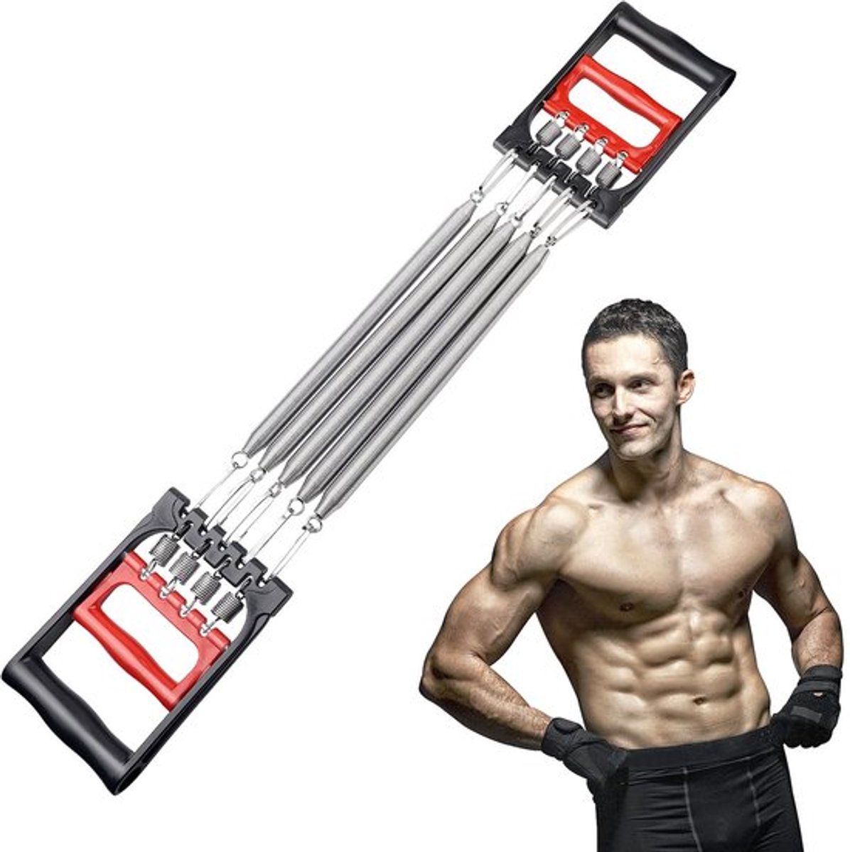Borstexpander Verstelbaar - Fitnesskabel - Trekkrachtverlenging - Antislip Handgreep - 5 Afneembare Veren - Duurzaam Materiaal - Fitness Expander