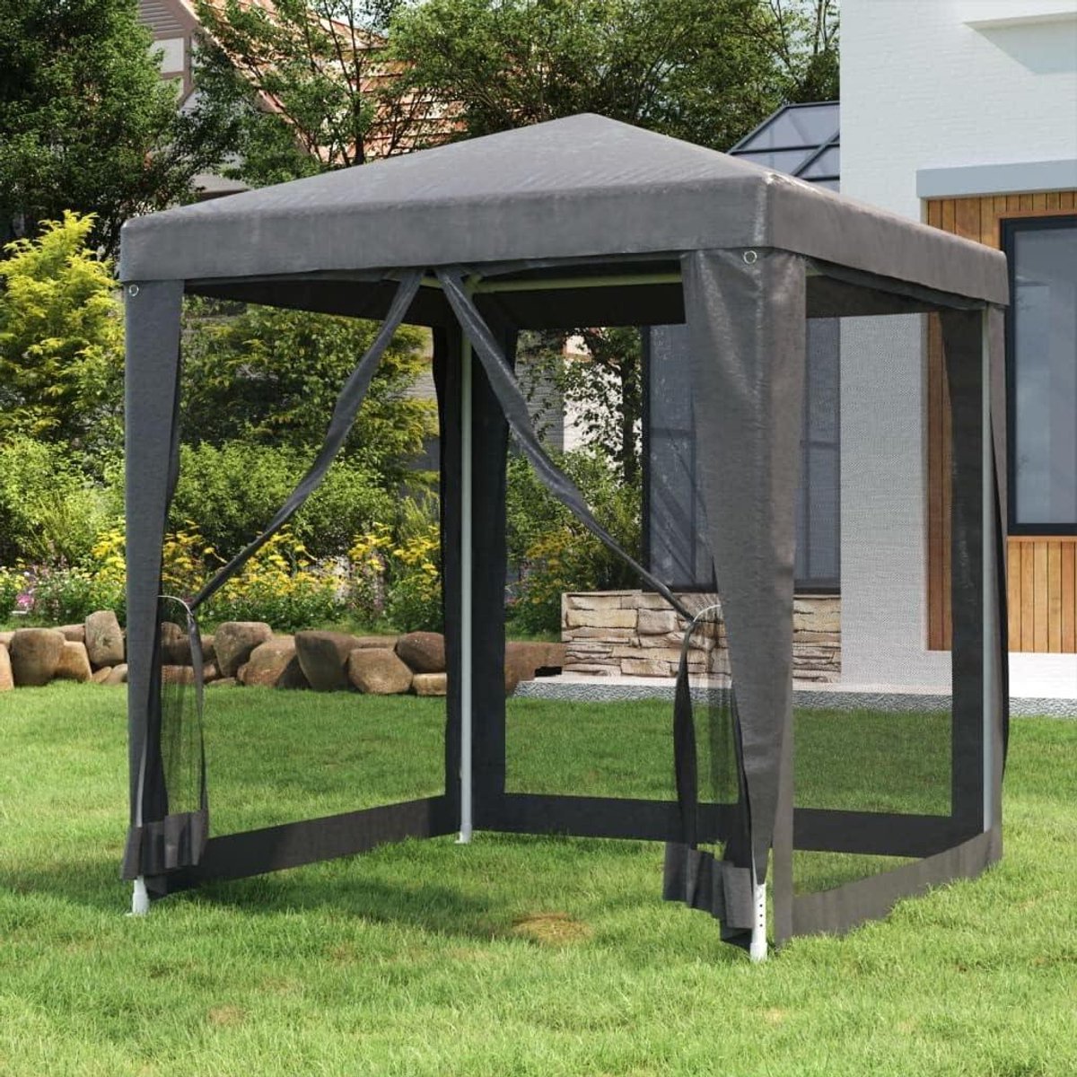 Partytent - Paviljoen Tuinfeest - Buitenfeesten Organiseren - Waterdicht HDPE Dak - 200x200x240 cm - Antraciet
