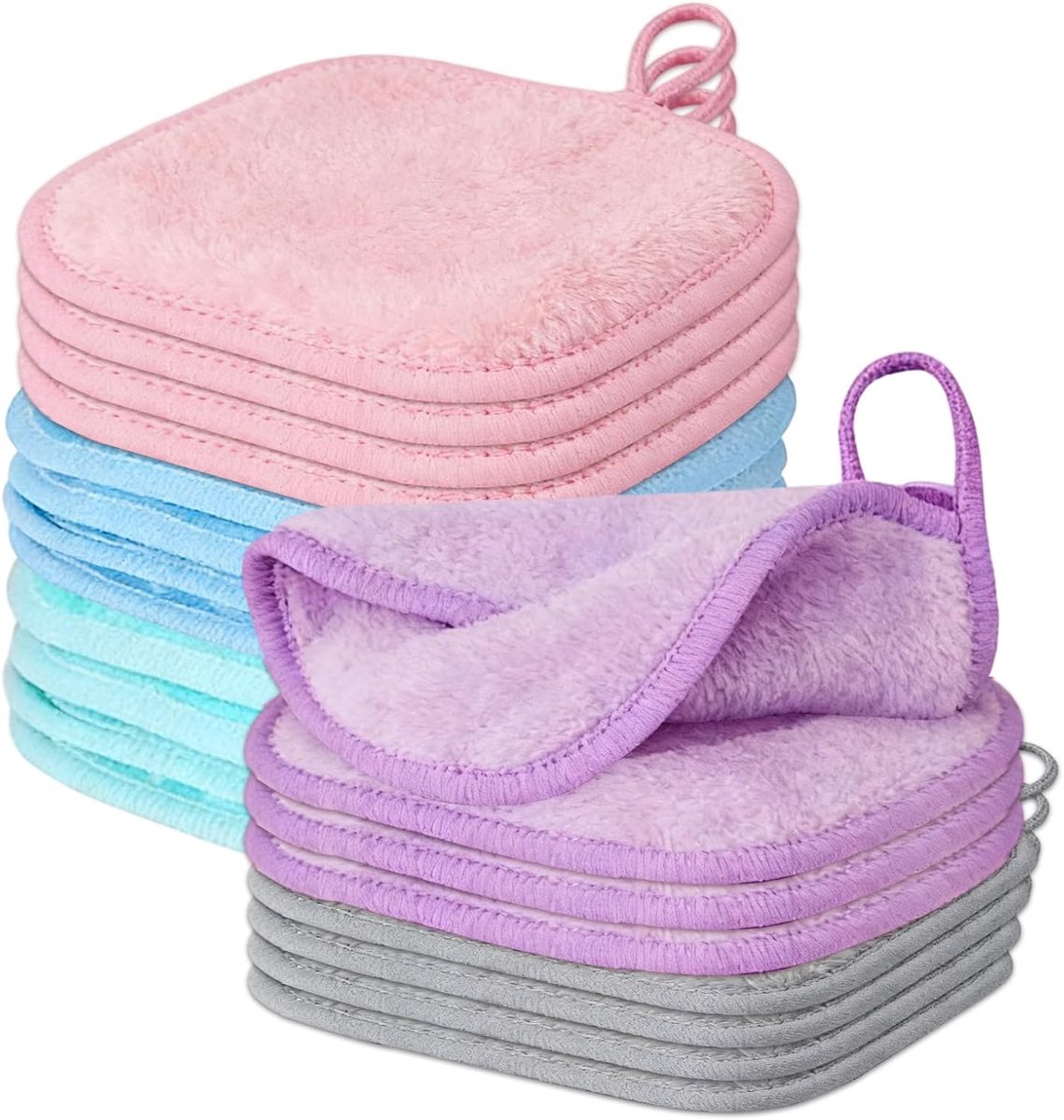 SnelShoppen - 20 Stuks Wasbare Make-updoekjes, Herbruikbare Make-upverwijderingsdoeken, 16x16 cm, Zachte Koraalfleece, Meerkleurig, Perfect voor Dagel
