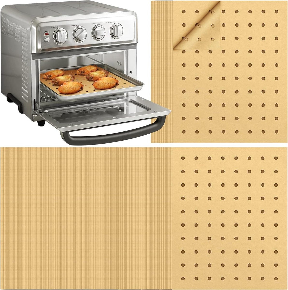 Tolvia Airfryer Bakpapier - Airfryer Bakjes - Wegwerpbakjes - 150 stuks - Wegwerp Bakpapier - 22 x 27 cm - Geschikt voor Airfryer, Oven en Bakplaat