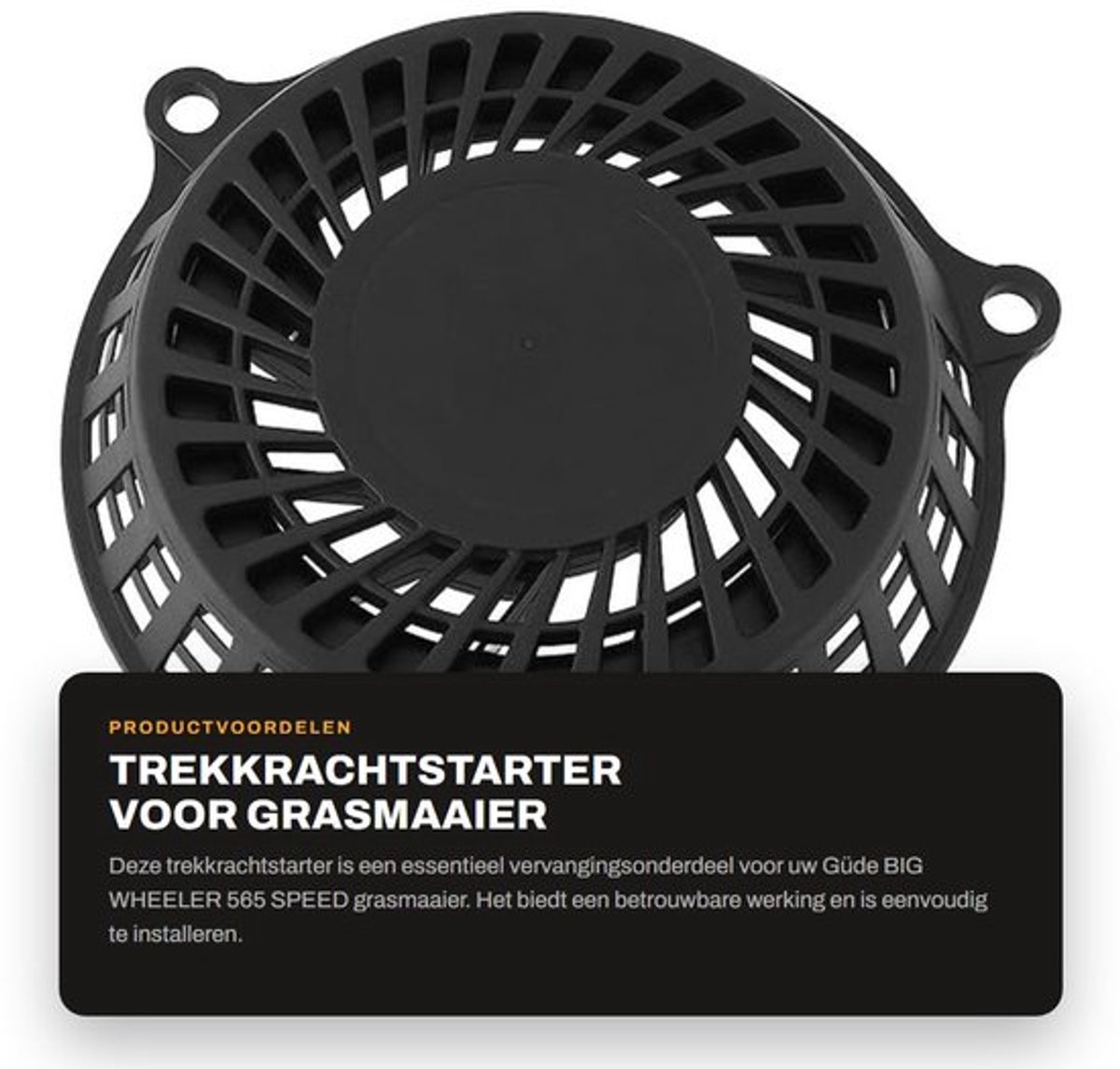 Trekkrachtstarter Compatibel met Güde BIG WHEELER 565 SPEED - Terugslagstarter - Gatafstand 170 mm - Slagvast Kunststof - Roestvrij Staal - Duurzaam Touw - Startmotor