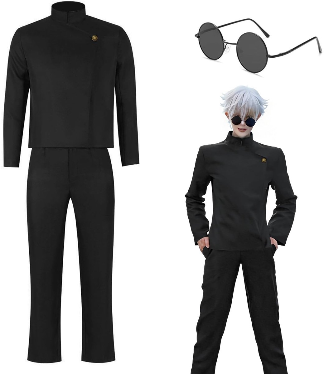 Dailygoods- Verkleedkostuum Satoru Gojo - Cosplay Anime - Cosplay Kleding - Cosplay Kostuum - Zwart Kostuum - Veiligheidswaarschuwing
