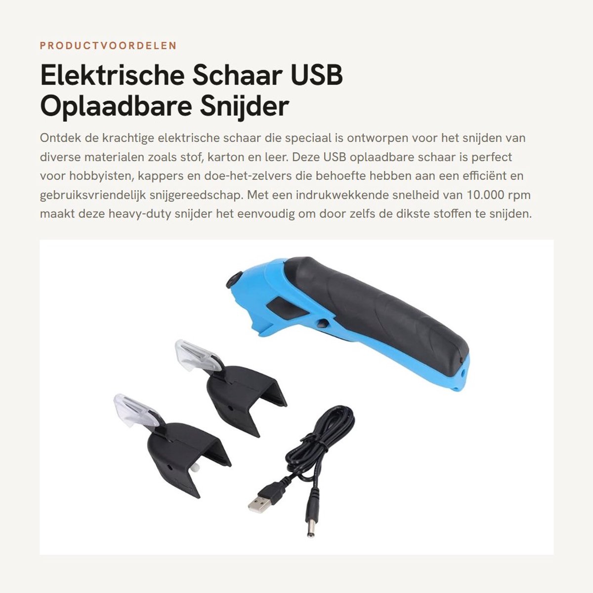 Dailygoods - Elektrische Schaar - USB Oplaadbare Snijder - Heavy-Duty - Compact - Effectief voor Stof en Meer - Ideaal voor Creatieve Projecten - Voor...