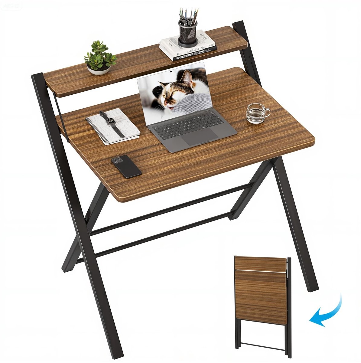 Dailygoods - Kleine Vouwtafel - Gaming Tafel - Ruimtebesparend Ontwerp - Bruin - Laptop Tafel - Ideaal voor Kleine Ruimtes - Perfect voor Werkstations