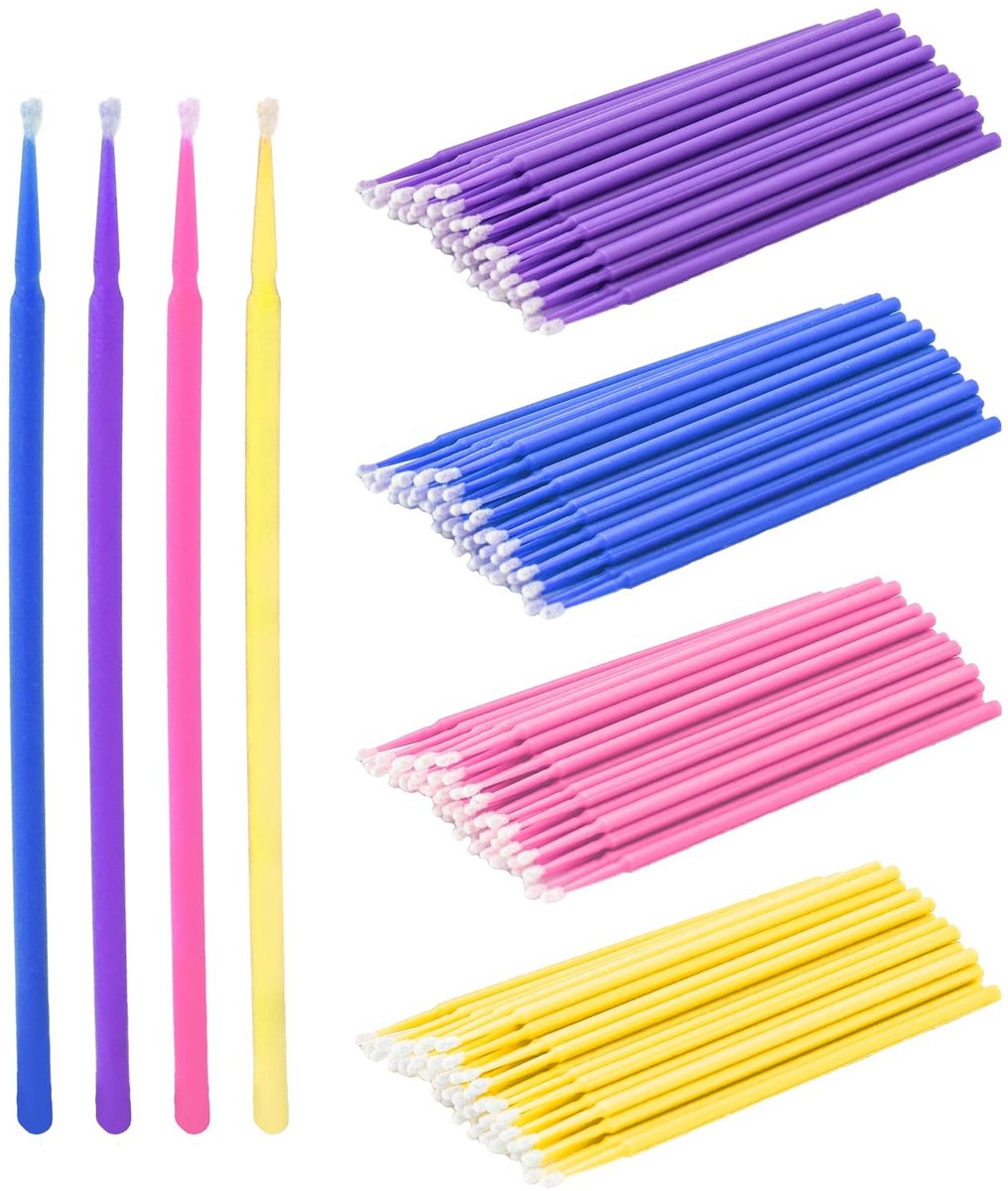 Dailygoods- Micro-applicatoren 400 stuks - Wattenstaafjes - Make-upborstels - Wimperverlenging - Wimperkleuring - Microvezel materiaal