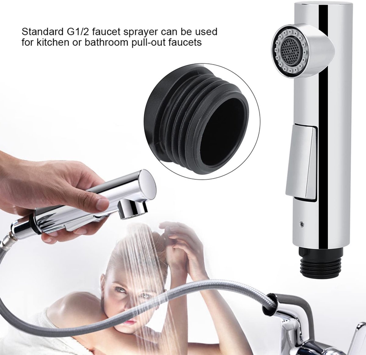 Dailygoods- Sproeikop G1/2 Uitschuifbaar - Sproeikop Keukenkraan - Sproeikop Badkamer - Duurzaam ABS - Waterbesparend - Eenvoudige Installatie - Kraanmondstuk
