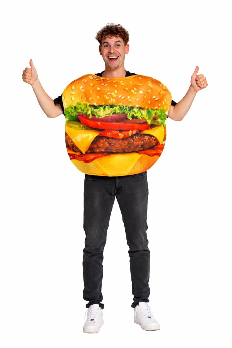 Dailygoods- Hamburger Kostuum Grappige Outfit - Eten Kostuum - Foam Kostuum - Vrijgezellenfeest Kostuum - Unisex - One Size - Voedselkostuum