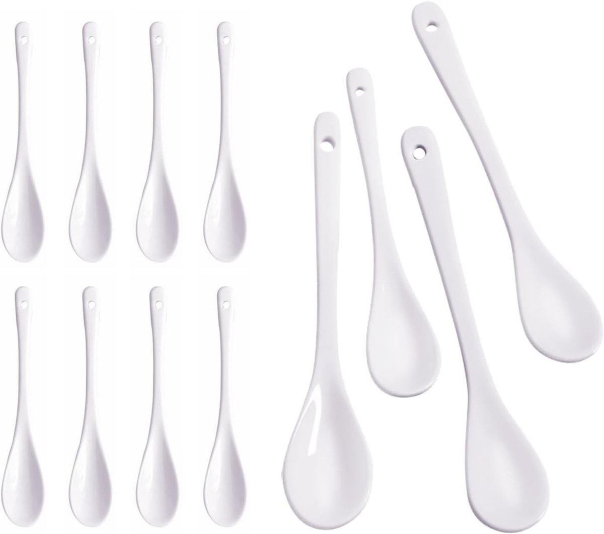 Set van 8 Keramische Dessertlepels - Porseleinen Theelepels met Gladde Glazuur, Warmtebestendig en Vaatwasserbestendig voor Koffie, Thee en Toetjes