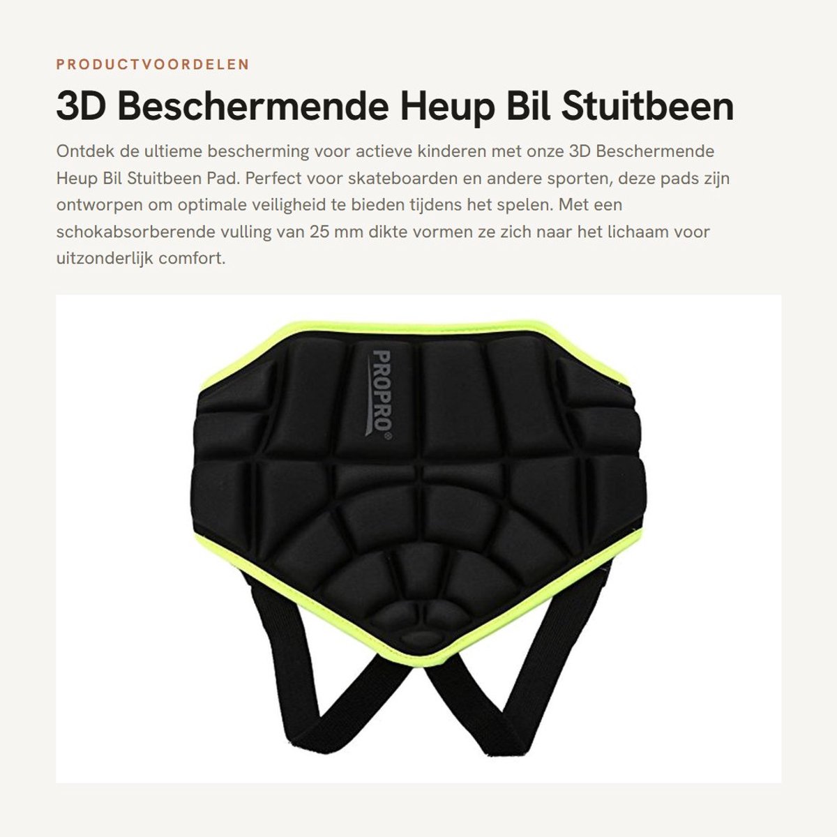 Dailygoods- Heuppad Schokabsorberend - Sportbescherming - Skateboard - Kinderen 3-12 jaar - Verstelbare Riem - Comfortabel Ontwerp - Sportbroek