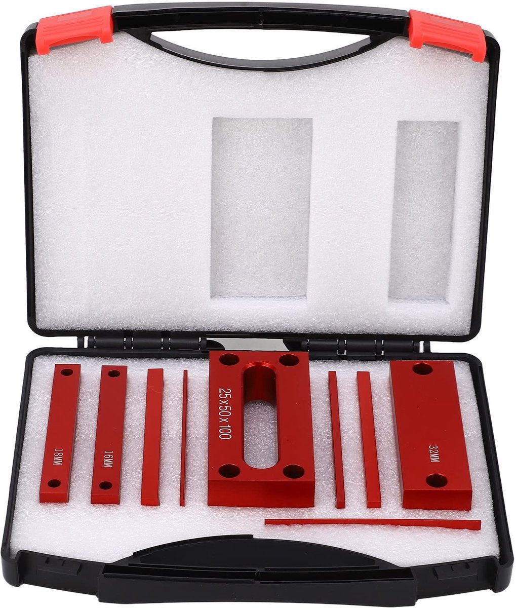 Dailygoods- Hoogtemaatblok 9 Stuks - Aluminium - Houtbewerking - Tafelzaag Accessoires - Precisie - Corrosiebestendig - Instelblokken