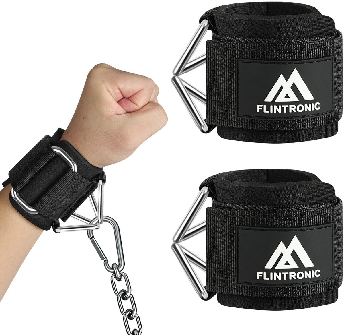 Dailygoods - Flintronic Gevoerde polsbanden van neopreen, fitnessbanden met verstelbare klittenbandsluiting en veilig ontwerp van de manchet voor kabelmachines en krachttraining