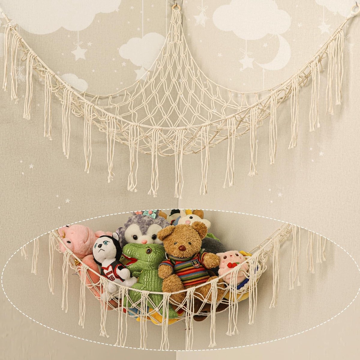 Dailygoods- Opbergnet Ruimtebesparend - Hangende Opberger - Organizer - Speelgoed - Knuffels - 140 x 100 x 100 cm - Speelgoedhangmat