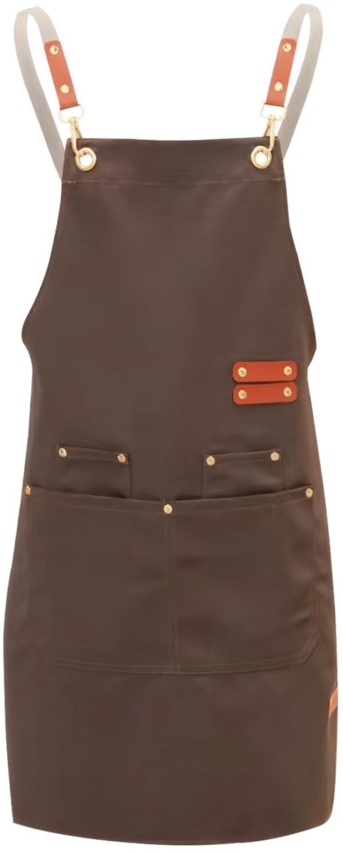 Dailygoods - Schilderschort voor heren en dames, uniseks werkschort, barbecueschort, tuinschort met 4 zakken en gekruiste rug, schort voor keuken, restaurant, waterdicht