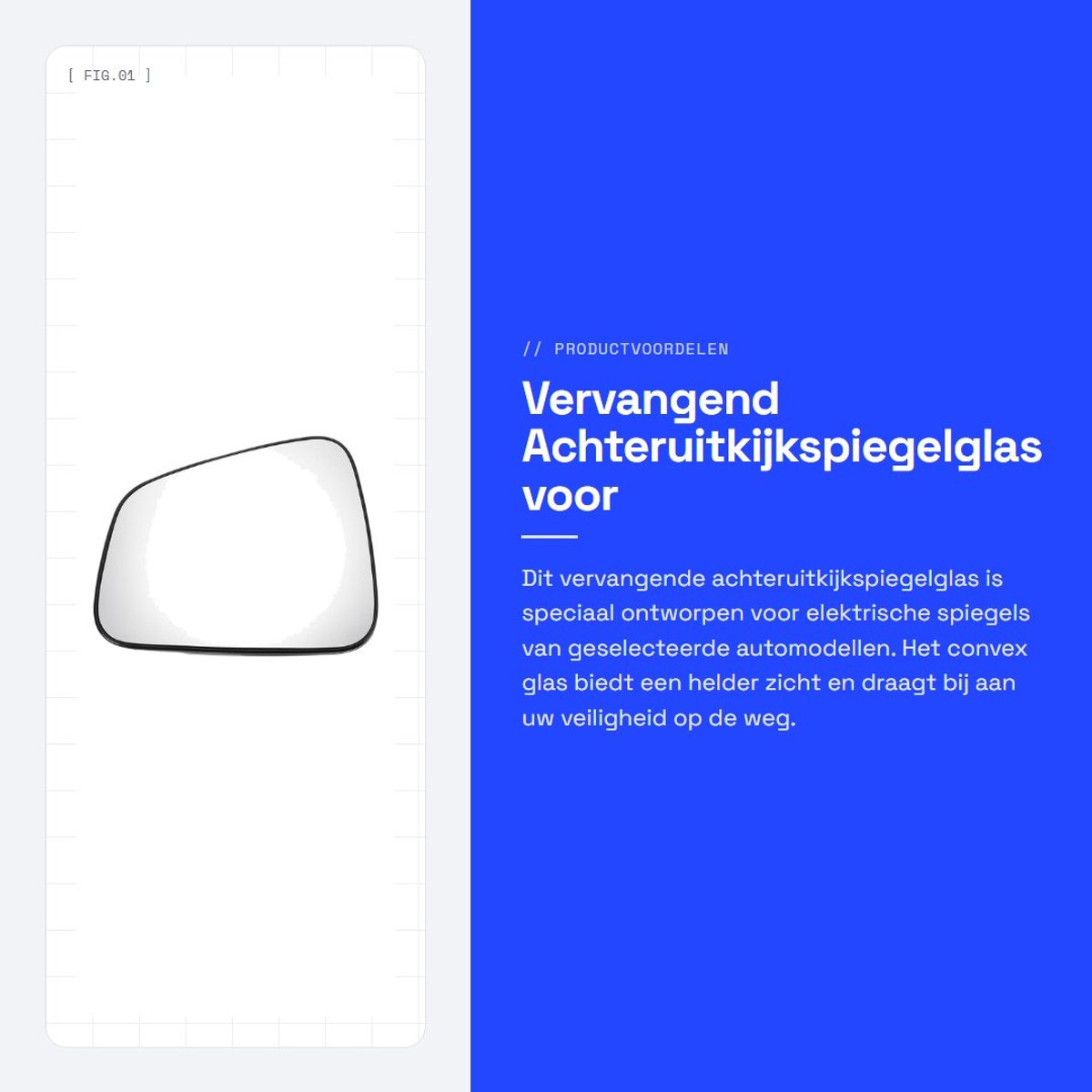 Dailygoods - Vervangend Achteruitkijkspiegelglas voor Auto