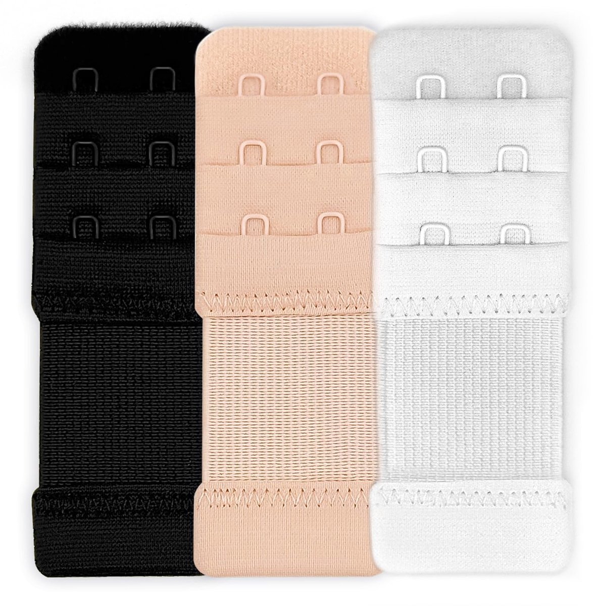 Dailygoods- BH-extenders 3 Rijen - Verlengstukken voor Extra Comfort - Onderbustomtrek Vergroten - 2 Rekbare Haken - Afmetingen 9,65 x 3,2 cm - Geschikt voor Beha's - Beha Verlenger