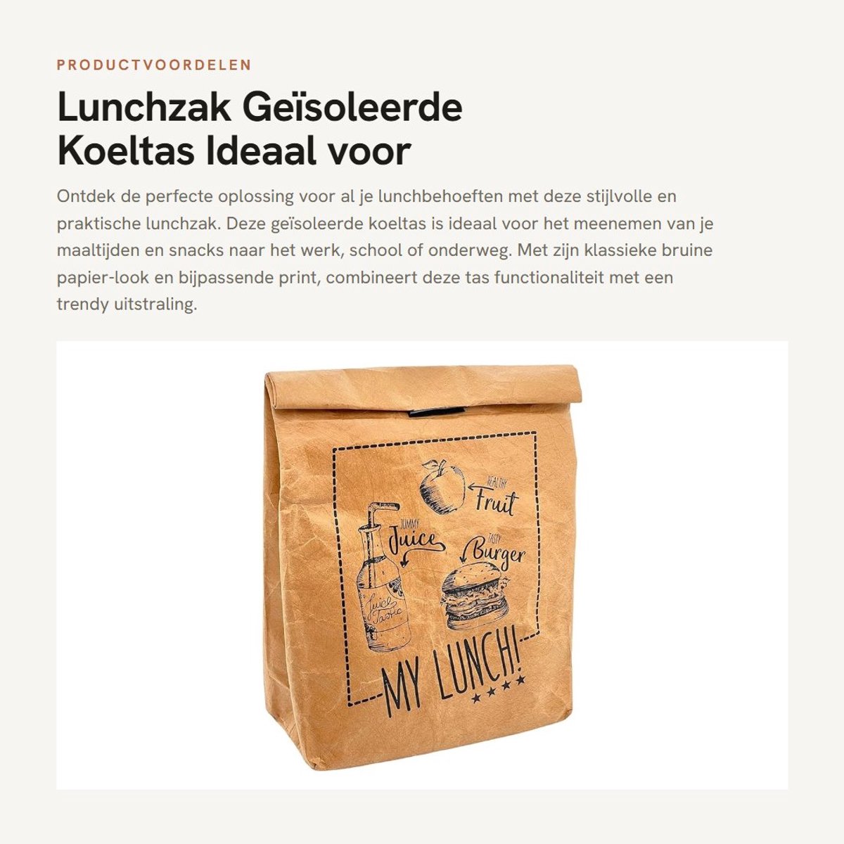 Dailygoods- Lunchzak geïsoleerd - Koeltas met klittenbandsluiting - Thermische tas - Aluminium coating - Afmetingen 31 x 20 x 16 cm - Iconisch lunchtas-design
