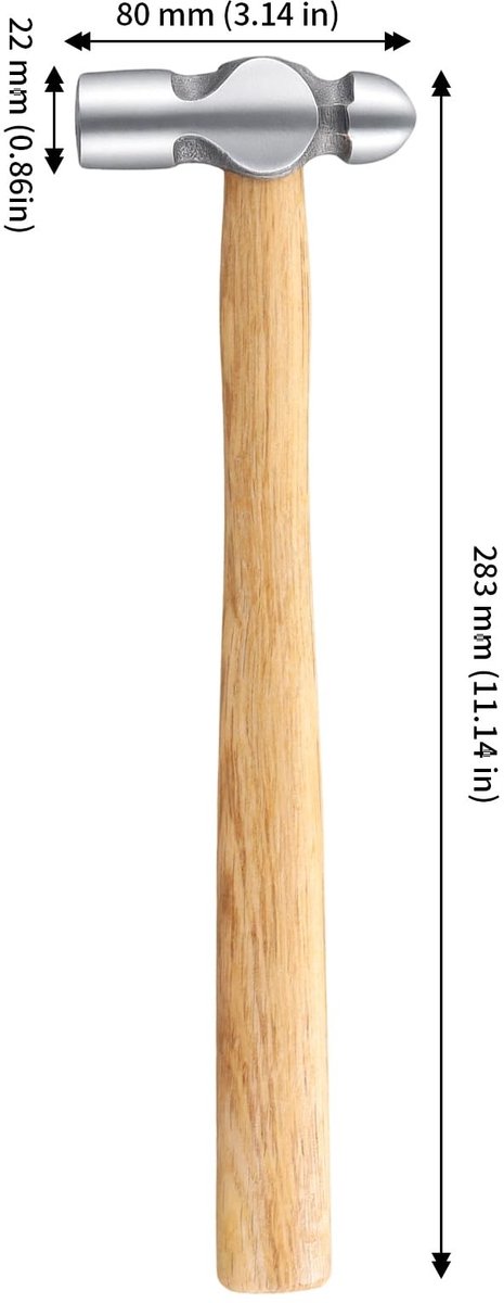 Solidchoice- Balpeinhamer Set van 2 - 8oz (225g) - Houten Handvat - Handwerk/DIY - Comfortabele Grip - Schokabsorberend - Hamer