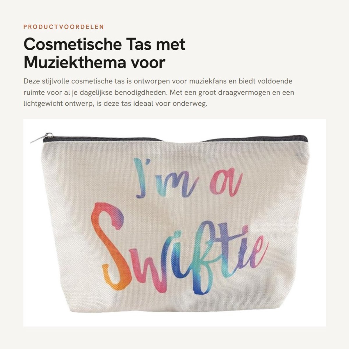 Solidchoice- Make-uptasje met spiegel - Draagbare Cosmetische Tas - Lichtgewicht - Groot Capaciteit - Dubbelzijdig Ontwerp - Geschikt voor Muziekliefhebbers - Cosmetica Tas